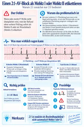 EKG-Fehler 2:1-AV-Block als Mobitz I oder II etikettieren